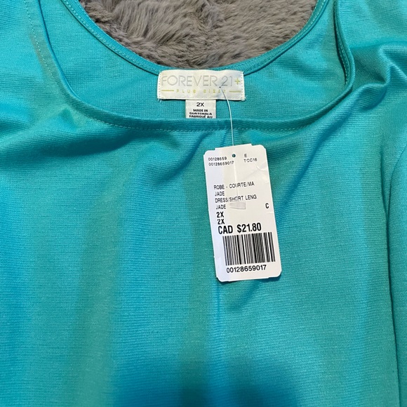 Turquoise body con dress with peplum middle - Picture 3 of 16